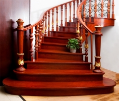 亿连楼梯 实木弧形楼梯 定制楼梯 复式楼梯 琥珀红 1踏步