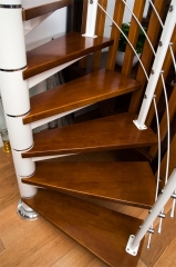 亿连楼梯 单梁钢木楼梯 定制楼梯 复式楼梯 柚木色+白色钢架 1踏步