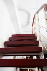 亿连楼梯 双梁单板钢木楼梯 定制楼梯 复式楼梯 富贵红+白色钢架 1踏步