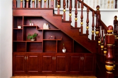 亿连楼梯 复式楼梯 定制柜 储物柜 楼梯柜 红木色 1平方米